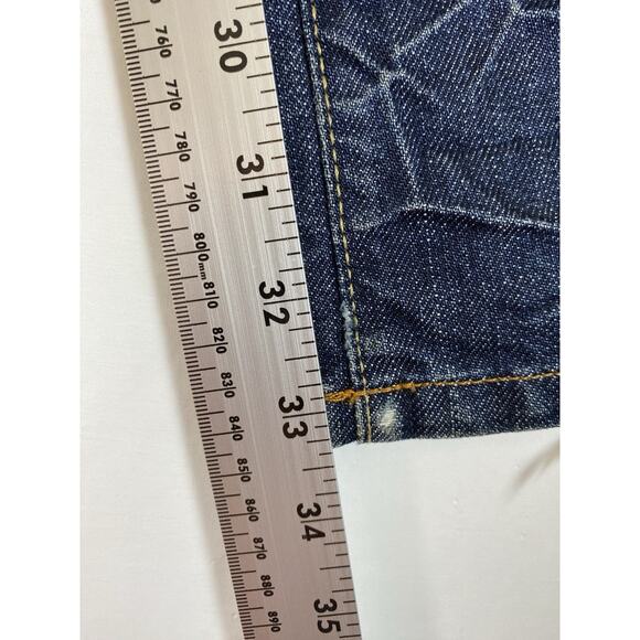 7 FOR ALL MANKIND Relaxed Straight Distressed Stone Wash Blue Jeans. 34x33 - Picture 3 of 11